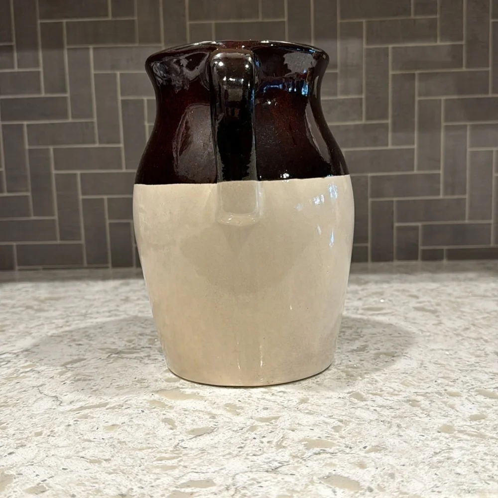 RARE FIND~VINTAGE~STONEWARE~POTTERY PITCHER~NATURAL & BROWN~GREAT CONDITION~G12